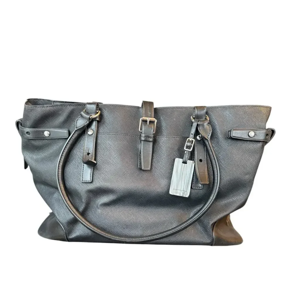 Tumi Villa Viverone Black Leather Business Tote Laptop Bag Travel